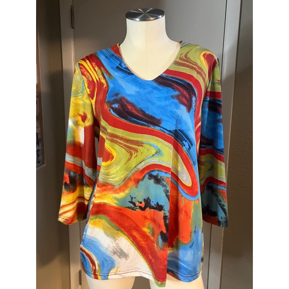 nwt polyester womens dress blouse ny modes crystal 3/4 sleeve neck choose sizes - Picture 2 of 14